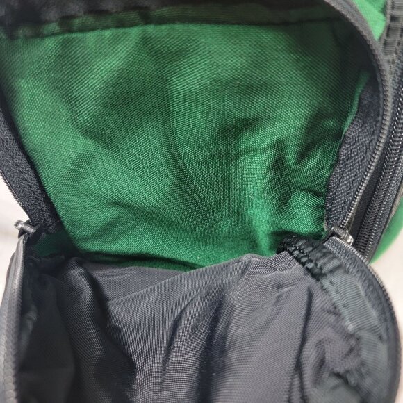 Made In The USA Green Nylon Travel Bag Multiple Compartments Adjustable Strap - Picture 6 of 6